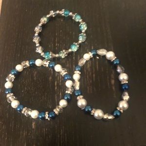 Blue and pearl blue & silver woman bracelet
